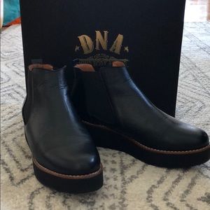 DNA Aaron Leather Platform Wedge Chelsea Booties